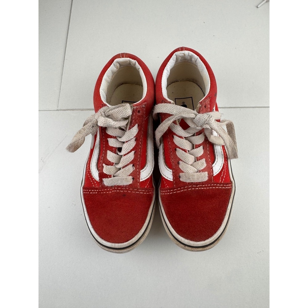 Vans Old Skool Kids Red Suede Canvas Low Top Skate Shoes‎ Size 10.5 US Kids